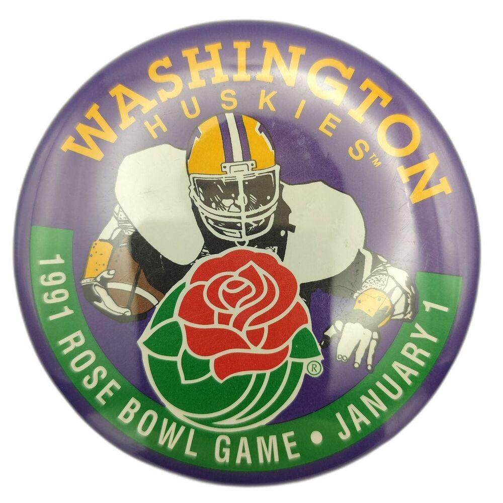 Washington Huskies Pinback Button 1991 Rose Bowl Game January 1